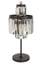 Orsina Art Deco Table Lamp, Elegant Crystal Lighting for Bedroom or Living Room, Statement Iron Frame with 10 Bulbs in Clear - thumbnail 2
