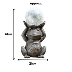 Marco Paul 36cm Resin Colour Changing Frog with Crackle Orb in Silver - thumbnail 4