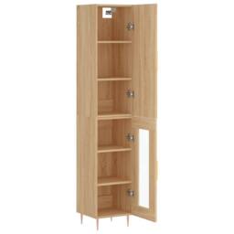 Berkfield Home Highboard Sonoma Oak 34.5x34x180 cm Engineered Wood in Light Oak - thumbnail 4
