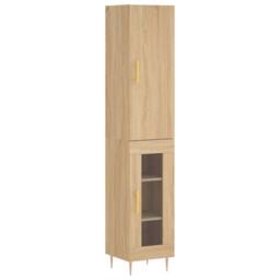 Berkfield Home Highboard Sonoma Oak 34.5x34x180 cm Engineered Wood in Light Oak - thumbnail 1
