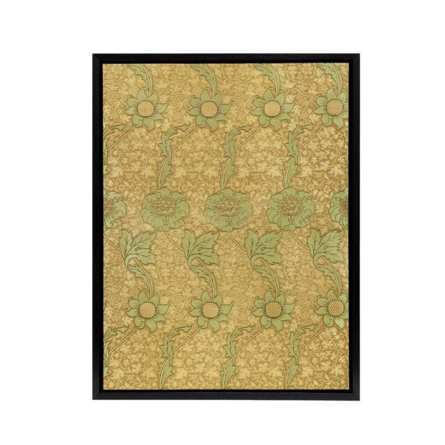 "Artery8 Kennet Floral Pattern Orange Green Framed Canvas Wall Art Print Morris - Size: W24"" x H32""" - image 1
