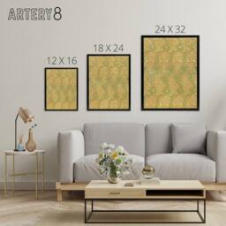 "Artery8 Kennet Floral Pattern Orange Green Framed Canvas Wall Art Print Morris - Size: W24"" x H32""" - thumbnail 4