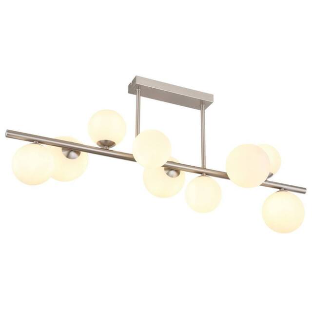 Netlighting Riha Globe Ceiling Light Nickel Matt Opal Glass Shade 9x G9 3000K in Grey - image 1