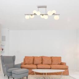 Netlighting Riha Globe Ceiling Light Nickel Matt Opal Glass Shade 9x G9 3000K in Grey - thumbnail 5