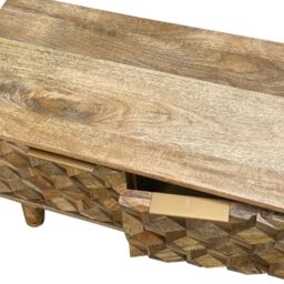 Jaipur Furniture Ltd Geometric TV Unit - Mango Wood - L35 x W118 x H41 cm - Mango Light Finish in Brown - thumbnail 6
