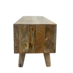 Jaipur Furniture Ltd Geometric TV Unit - Mango Wood - L35 x W118 x H41 cm - Mango Light Finish in Brown - thumbnail 4