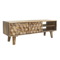 Jaipur Furniture Ltd Geometric TV Unit - Mango Wood - L35 x W118 x H41 cm - Mango Light Finish in Brown - thumbnail 3