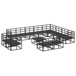 Berkfield Home Garden Sofa Set 13 pcs Black 70 x 70 x 32 cm Aluminium - thumbnail 6