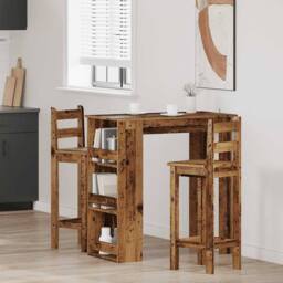 Berkfield Home Bar Table with Storage Rack Old Wood 102x50x103.5 cm in Brown - thumbnail 3