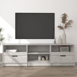 Berkfield Home TV Cabinet Concrete Grey 150x33.5x45 cm Engineered Wood - thumbnail 1