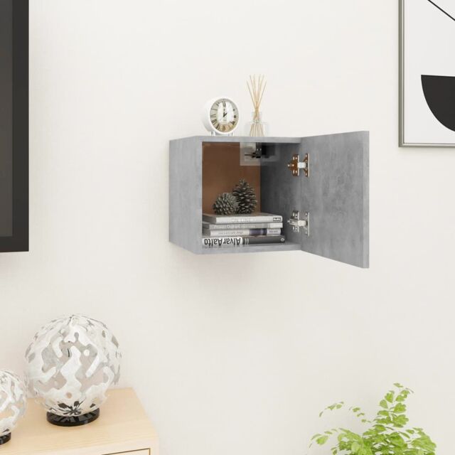 Berkfield Home Wall Mounted TV Cabinet Concrete Grey 30.5x30x30 cm - image 1