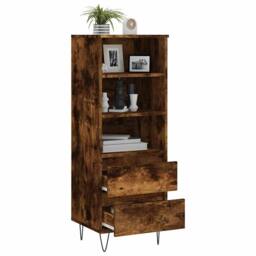 Berkfield Home Highboard Smoked Oak 40x36x110 cm Engineered Wood in Brown - Size: 40 x 36 x 110 cm - thumbnail 4