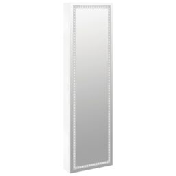 Berkfield Home Mirror Jewellery Cabinet with LED Lights Wall Mounted White - thumbnail 5