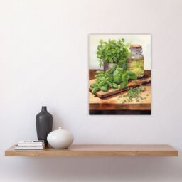 "Artery8 Country Kitchen Art Watercolour Basil Herb Still Life Study Painting Unframed Wall Art Print Poster Home Decor Premium - Size: W12"" x H16""" - thumbnail 4