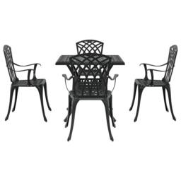 Berkfield Home 5-Piece Garden Dining Set - Black Cast Aluminum - thumbnail 7