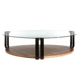 Angel Cerda Triangular Coffee Table - Tempered Glass Top, Walnut - thumbnail 2