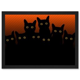 Artery8 Painting Illustration Eight Black Cat Silhouettes A4 Artwork Framed Wall Art Print - thumbnail 1