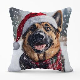 Warren Reed - Designer Christmas Alsatian Cushion in Brown - Size: 60 cm x 60 cm - thumbnail 1