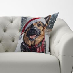 Warren Reed - Designer Christmas Alsatian Cushion in Brown - Size: 60 cm x 60 cm - thumbnail 3