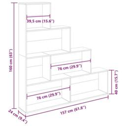 Berkfield Home Classic Book Cabinet Old Wood 157x24x160 cm Engineered Wood in Brown - Size: 157 x 24 x 160 cm - thumbnail 9