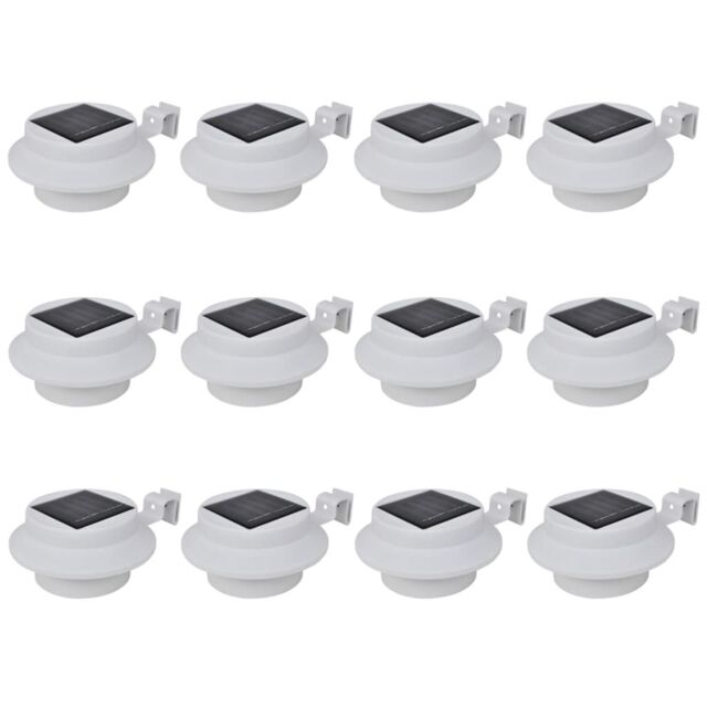 Berkfield Home Outdoor Solar Fence Lamps 12 pcs LED White