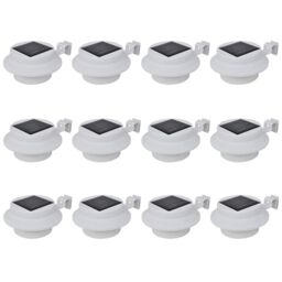 Berkfield Home Outdoor Solar Fence Lamps 12 pcs LED White - thumbnail 1