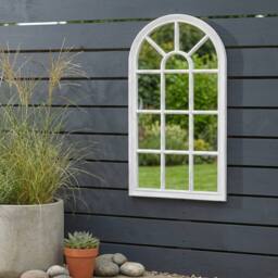 Garden Greatness Lunaria White Arched Garden Mirror - thumbnail 2
