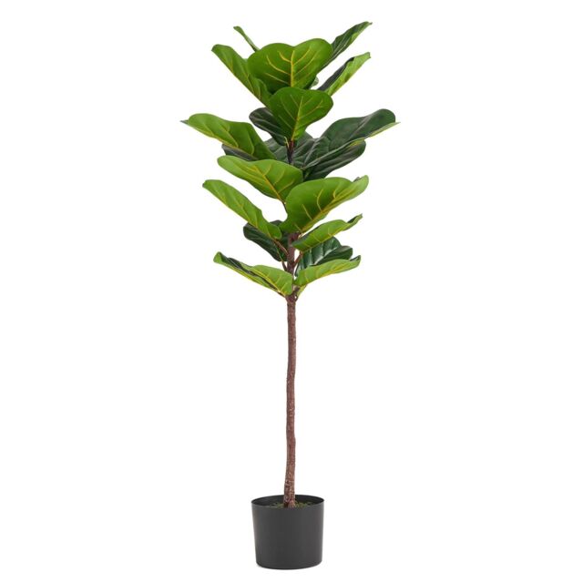 Leaf 120cm Artificial Fiddle Fig Tree Premium in Green - image 1