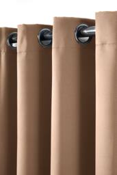 OHS Pair of Thermal Ready Made Eyelet Blackout Curtains in Beige - Size: 167 cm width x 183 cm drop - thumbnail 2