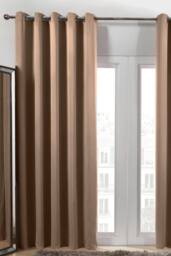 OHS Pair of Thermal Ready Made Eyelet Blackout Curtains in Beige - Size: 167 cm width x 183 cm drop - thumbnail 1