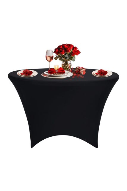 Neel Blue 6FT Round Patio Tablecloth Elastic Spandex Table Cover in Black - image 1