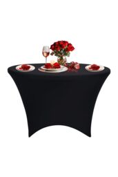 Neel Blue 6FT Round Patio Tablecloth Elastic Spandex Table Cover in Black - thumbnail 1