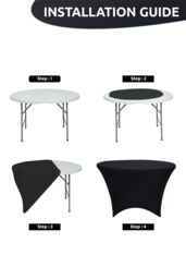 Neel Blue 6FT Round Patio Tablecloth Elastic Spandex Table Cover in Black - thumbnail 5
