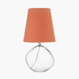 Ruma Set of 2 Hallie Clear Glass & Terracotta Shade Table Lamp in Orange - thumbnail 3