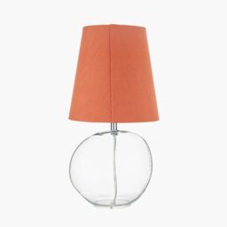 Ruma Set of 2 Hallie Clear Glass & Terracotta Shade Table Lamp in Orange - thumbnail 4