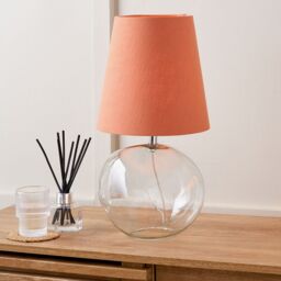 Ruma Set of 2 Hallie Clear Glass & Terracotta Shade Table Lamp in Orange - thumbnail 5