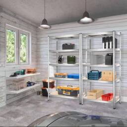 Kelvenix 5 Tier Racking Shelf Heavy Duty Garage Shelving Storage Shelves Unit in Silver - Size: 1800mm x 900mm - thumbnail 6