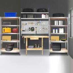 Kelvenix 5 Tier Racking Shelf Heavy Duty Garage Shelving Storage Shelves Unit in Silver - Size: 1800mm x 900mm - thumbnail 5