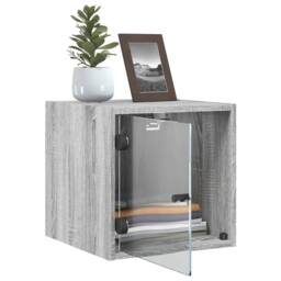 Berkfield Home Bedside Cabinet with Glass Door Grey Sonoma 35x37x35 cm - Size: 35 x 37 x 35 cm - thumbnail 5
