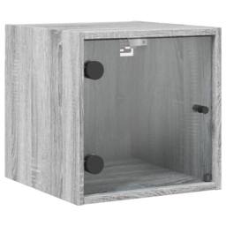 Berkfield Home Bedside Cabinet with Glass Door Grey Sonoma 35x37x35 cm - Size: 35 x 37 x 35 cm
