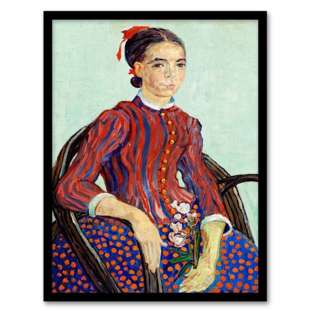 Artery8 Vincent van Gogh Framed Wall Art La Mousme Sitting on a Cane Chair - Size: A4 - image 1