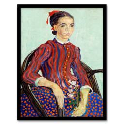 Artery8 Vincent van Gogh Framed Wall Art La Mousme Sitting on a Cane Chair - Size: A4 - thumbnail 1
