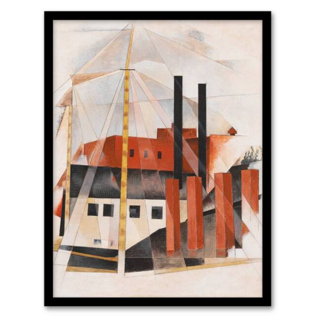 Artery8 Charles Demuth Framed Wall Art Piano Movers Holiday Cubist Painting - Size: A4 - image 1