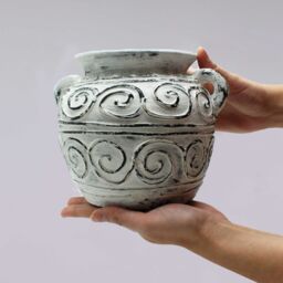 KDMD Greek Clay Plant Pot With Handles - Cream 15cm - thumbnail 2