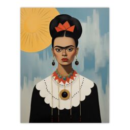 "Wee Blue Coo Wall Art Print Trendy Mexican Artist Painted Portrait Living Room - Size: W24"" x H32""" - thumbnail 1