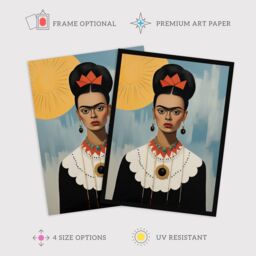 "Wee Blue Coo Wall Art Print Trendy Mexican Artist Painted Portrait Living Room - Size: W24"" x H32""" - thumbnail 2