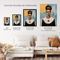 "Wee Blue Coo Wall Art Print Trendy Mexican Artist Painted Portrait Living Room - Size: W24"" x H32""" - thumbnail 3