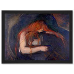 Artery8 Munch Vampire 1895 Painting Gothic Dark Artwork Framed Wall Art Print A4 in Black - thumbnail 1