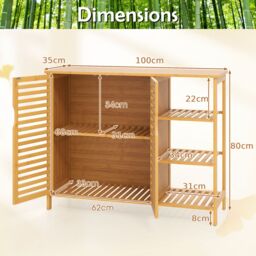 Costway Bamboo Bathroom Cabinet 2-Door Storage Organizer w/Shelves in Natural - thumbnail 2