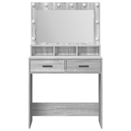 Berkfield Home Grey Sonoma Dressing Table with LED Lights - 79x41x135 cm - Size: 79 x 41 x 135 cm - thumbnail 5